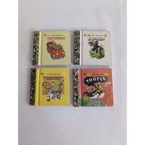 Vintage Lot Of 4 Little Little Golden Books Miniature 2.5” (#2-4-7-8)